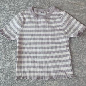 Double Zero Purple and White Striped Crop Top